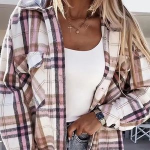 Plaid Detachable Woolen Hooded Shacket